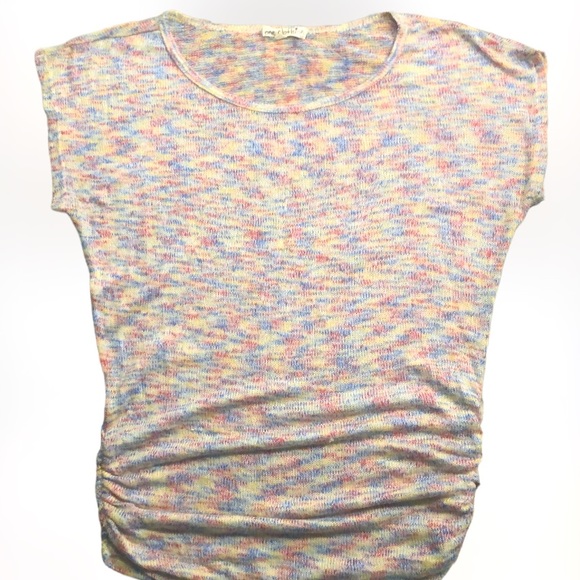 SuPeR CUTE One Clothing Speckled COLORS Short Sleeve Dolman Sweater w/Ruching - Picture 2 of 5